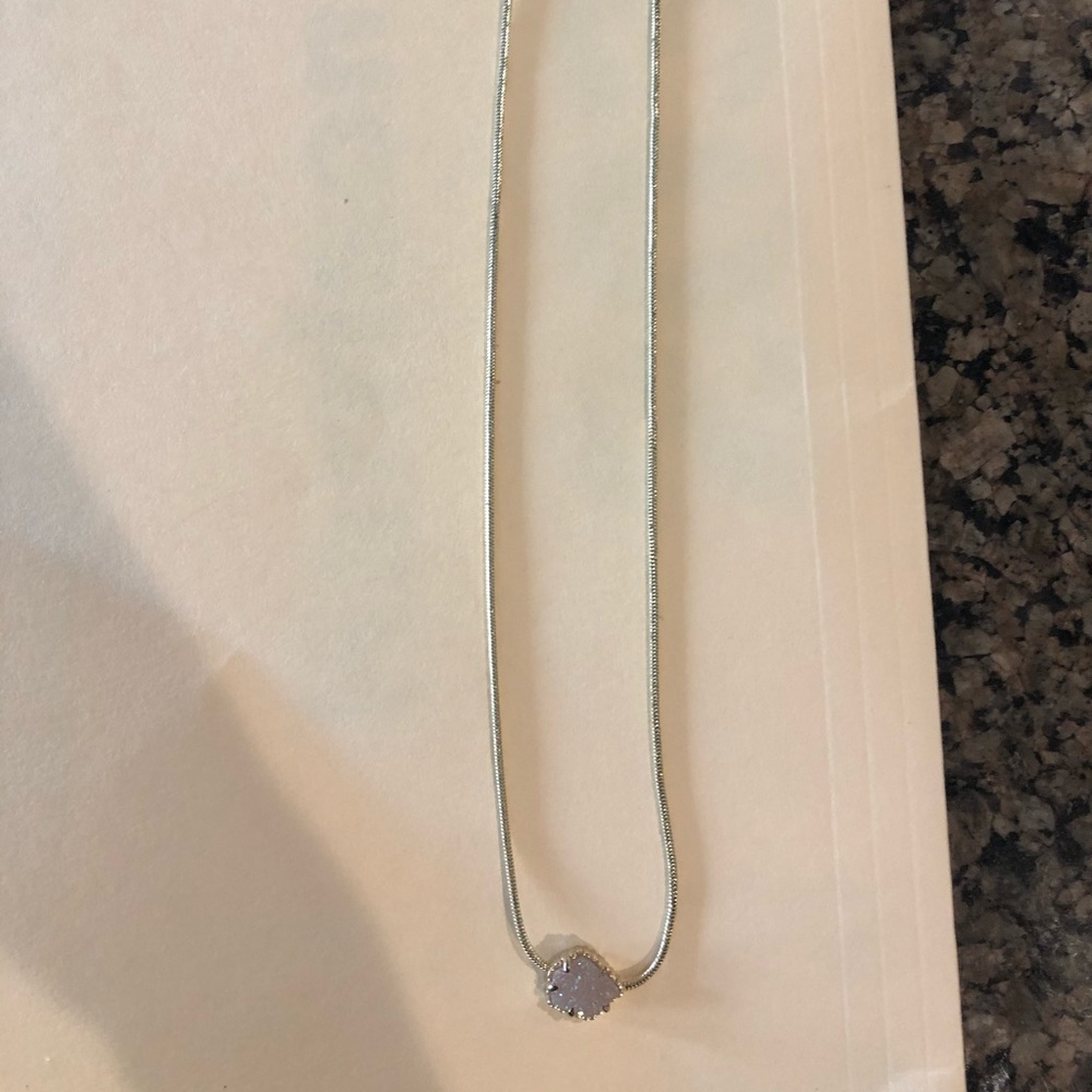 Iridescent white and gold drusy pendant